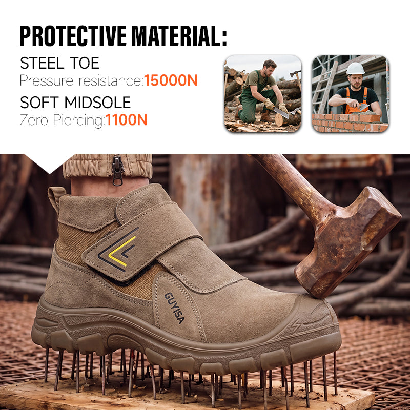 GUYISA Welder Safety Boots European Standard Steel Toe Anti-ironing Work Boot for Construction Sites