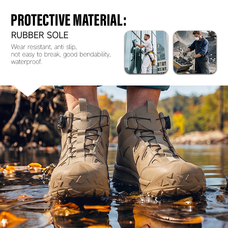 GUYISA 5052KV safety shoes All‑Season Hiking Work Footwear Composite Toe 10KV Insulated Anti‑Smash Anti‑Puncture Khaki Microfiber Fly‑Weave Fabric Rubber Outsole