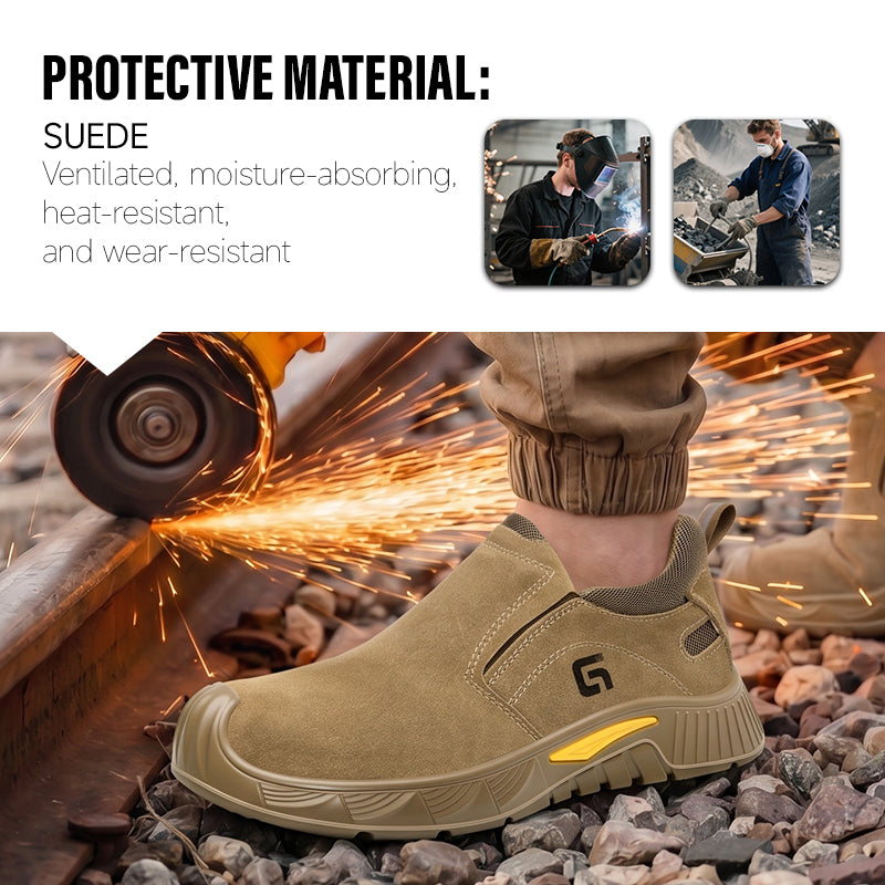 GUYISA 6059 Welding Safety Shoes, EU Steel Toe,  Solid Dual-Density PU Outsole & Suede Leather