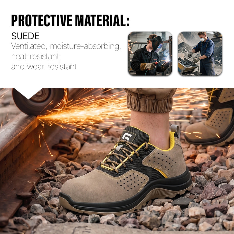 GUYISA 6077 Welding Safety Shoes, Steel Toe Anti-Smash,  Dual Density PU Sole