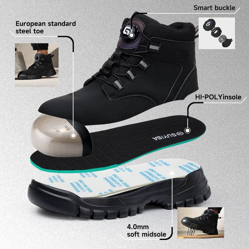 GUYISA Wholesale Customised Men's Safety Shoes Waterproof Wear-Resistant Steel Toe Puncture Resistant Safety Boot