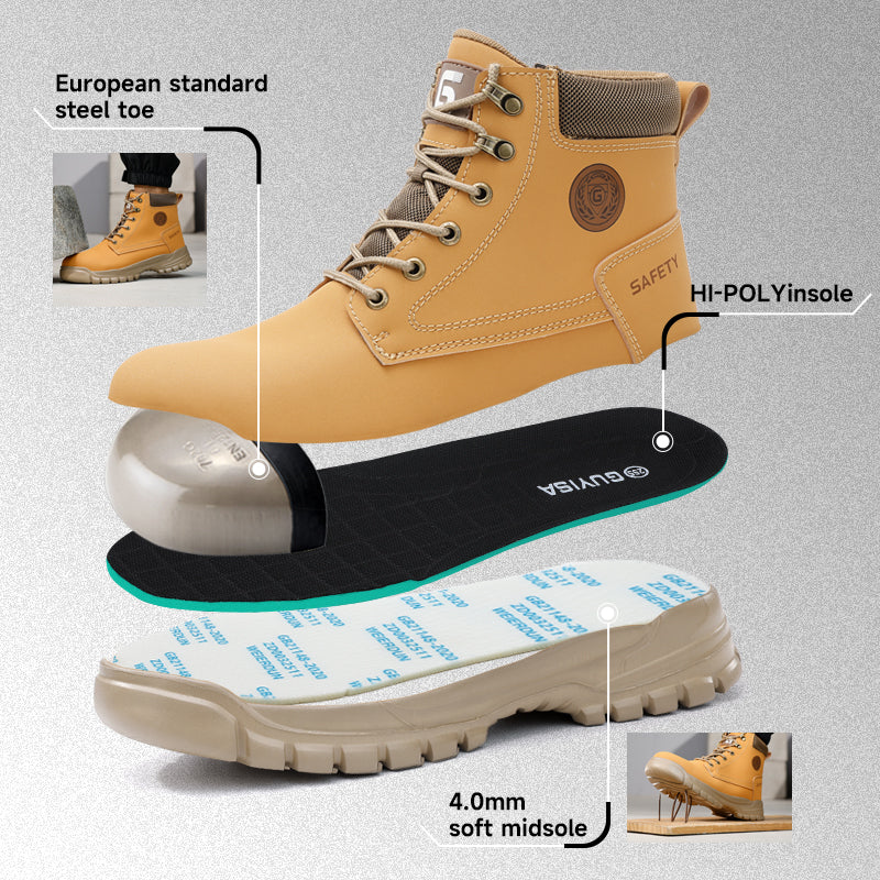 GUYISA Safety Boot Series Light and Convenient European Standard Steel Toe Yellow Color Safety Shoes