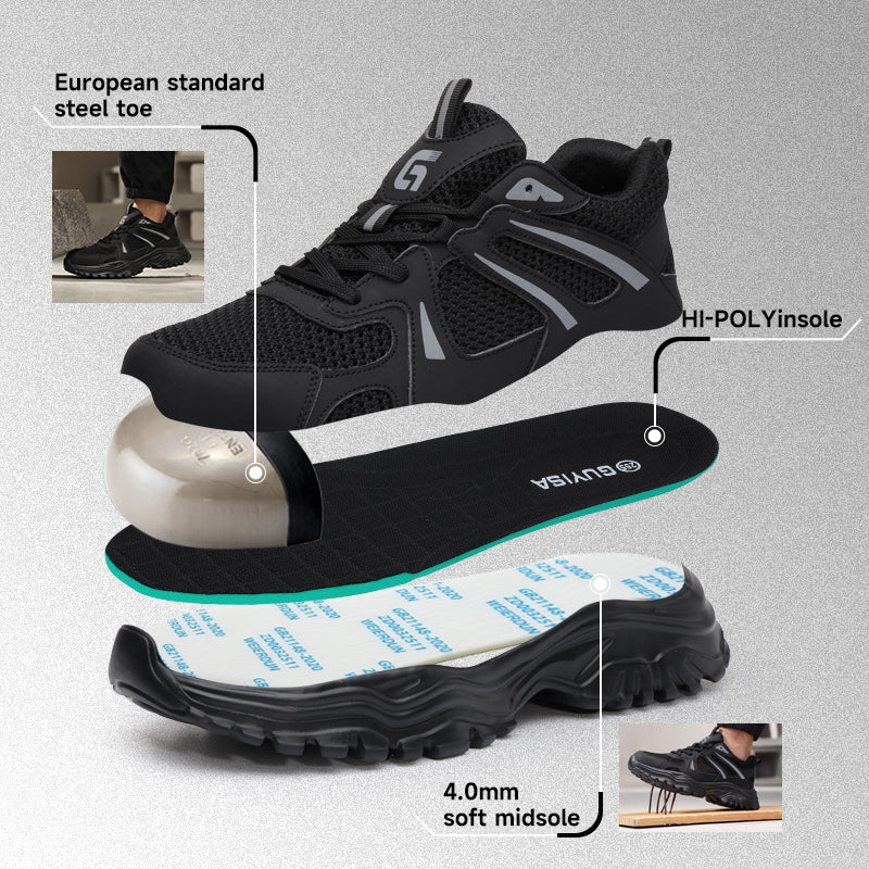 GUYISA 6079T Summer Low-top Safety Work Shoes | Steel Toe Anti-Smash, 4.0mm  Anti-Puncture