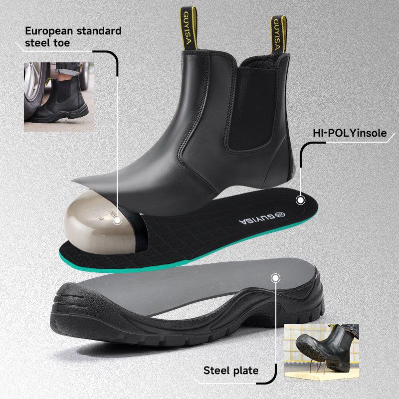 GUYISA Factory Direct Sales Safety Boots Professional S1 Anti-static Soft Waterproof Trimmed Leather Steel Toe Work Boot