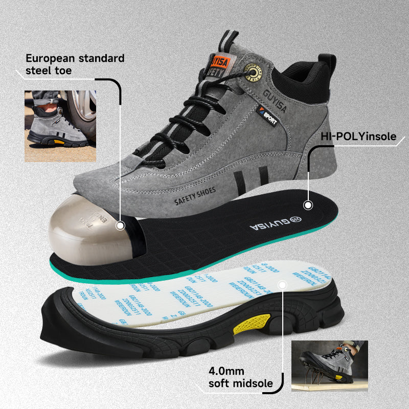 GUYISA Brand Casual Industrial Safety Shoes Non-slip Rubber Sole Anti-stab Anti-steel Toe Work Boot