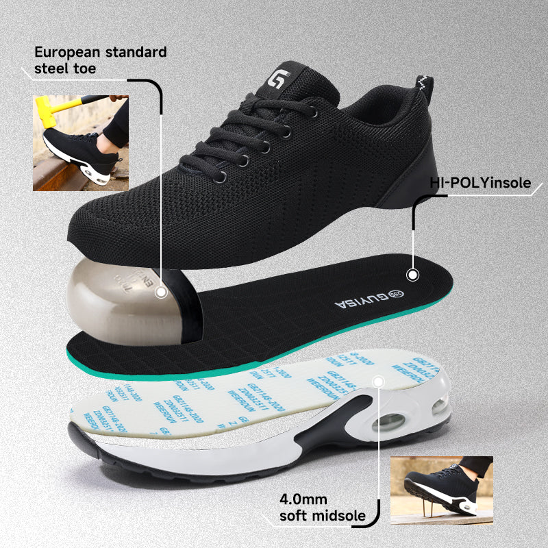 GUYISA Acceptable Custom Safety Shoes Breathable Fly Woven Mesh Steel Toe CE Safety Shoes