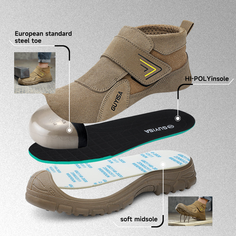 GUYISA Welder Safety Boots European Standard Steel Toe Anti-ironing Work Boot for Construction Sites