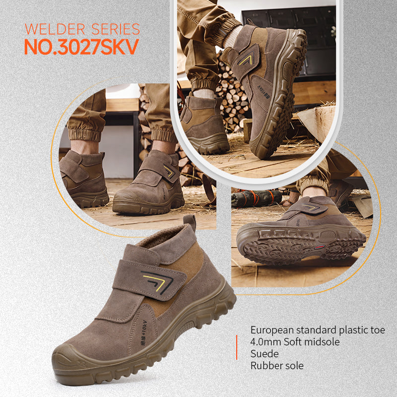 GUYISA Welder Safety Shoes | 10KV Insulated, Plastic Toe Anti-Smash Anti-Puncture, Four-Season Low-top Khaki