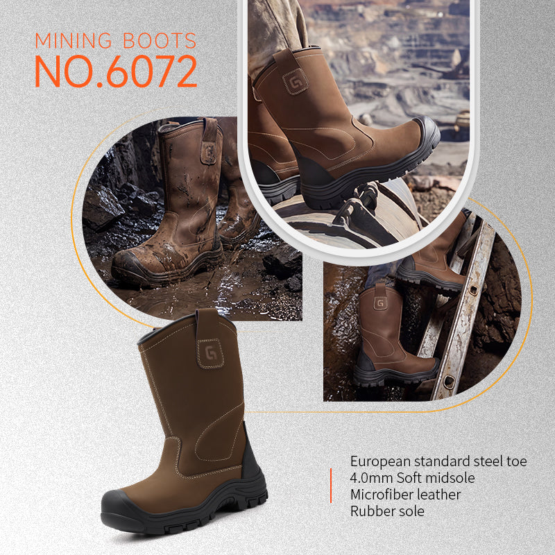 GUYISA New High Top Mining Boots | Steel Toe Anti-Smash Puncture Resistant Safety Shoes