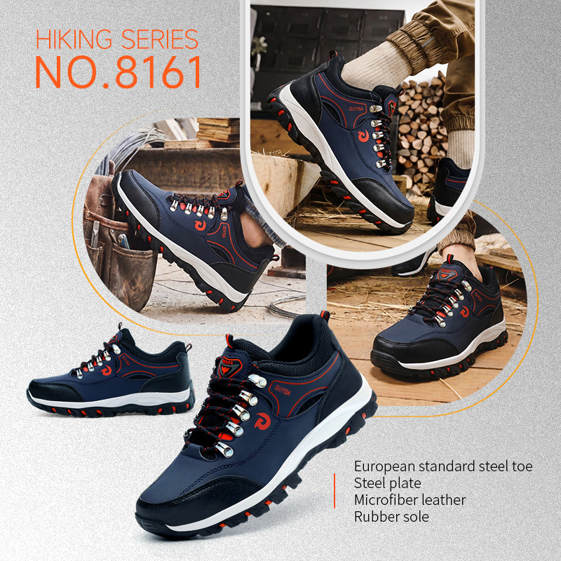 GUYISA Men's Lightweight Steel Toe Work Shoes Sports Style Anti-Slip and Puncture-Proof Mesh Insole for Summer