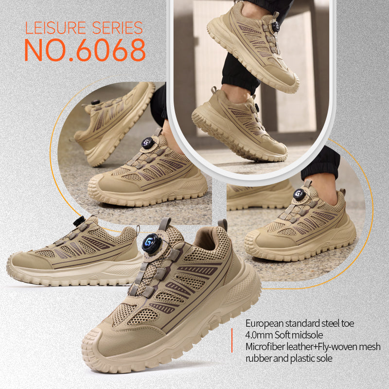 GUYISA New Summer Low Top Safety Shoes, EU Standard Steel Toe, 4.0mm  Anti-Puncture Sole, Breathable Fly Mesh & Microfiber