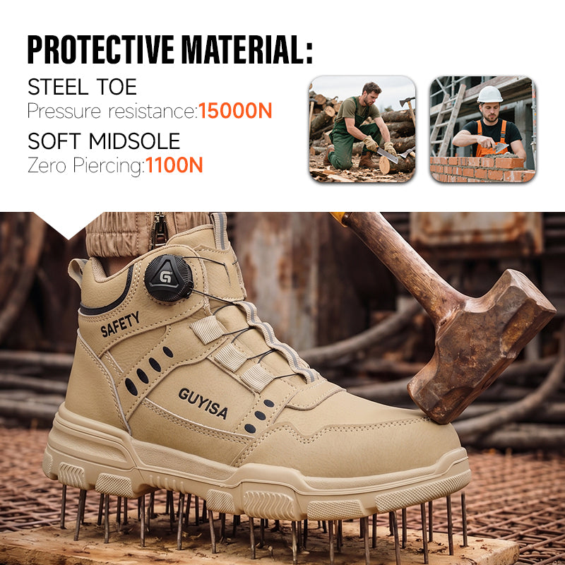 GUYISA Safety Boots Acceptable Custom Steel Toe Anti-smash and Anti-puncture Waterproof Smart Buckle Safety Shoes for Men