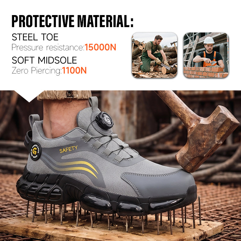 GUYISA Work Shoes for Man Sneakers Grey Construction Steel Toe Safe Shoes Anti-smashing Work Safety Shoes